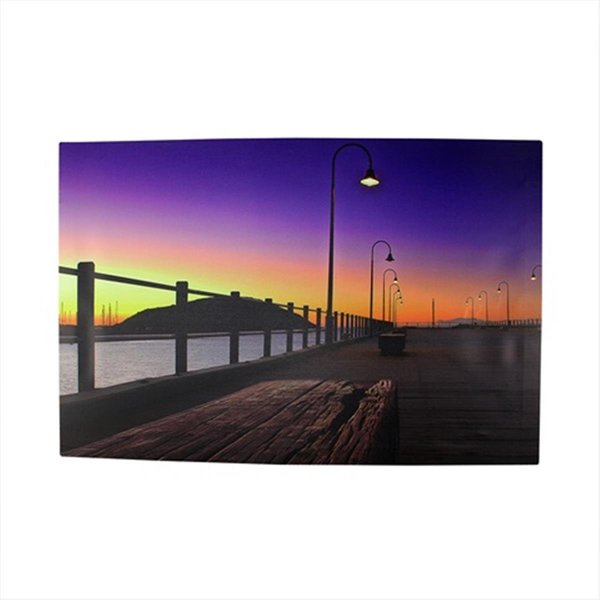 Back2Basics 23.5 in. Battery Operated 5 LED Sunset Boardwalk Scene Canvas Wall Hanging BA72776